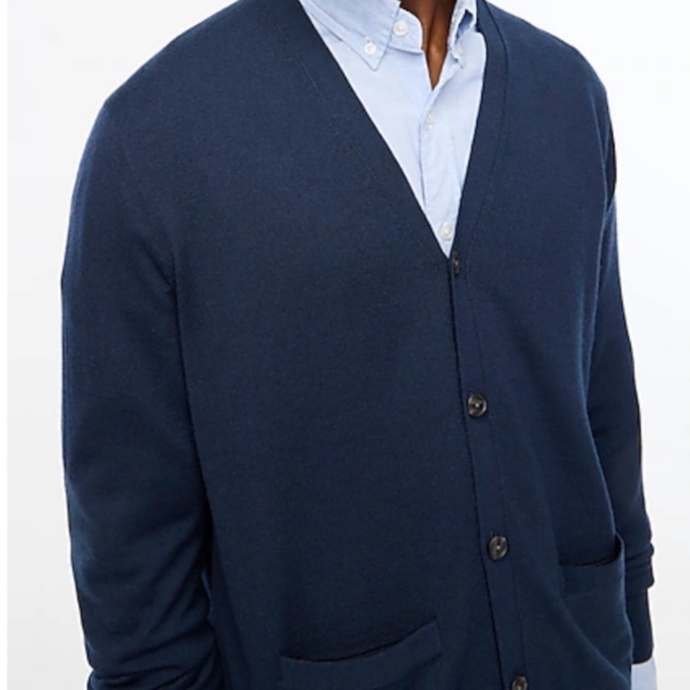 NWT J. Crew 100% Italian Merino Wool Slim Navy Cardigan